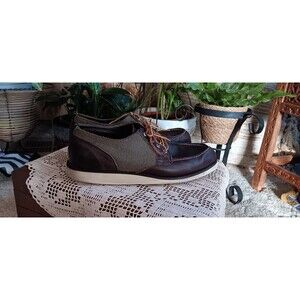 Sebago brown leather boat shoes loafers lace up size 10.5